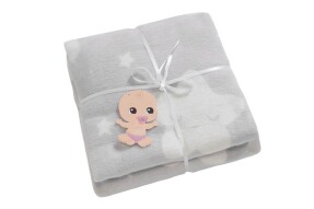 Dolce Bonita Home Pamuklu Bebek Battaniye Star Açık gri - 3