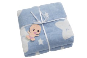 Dolce Bonita Home Pamuklu Bebek Battaniye Star Açık Mavi - 3