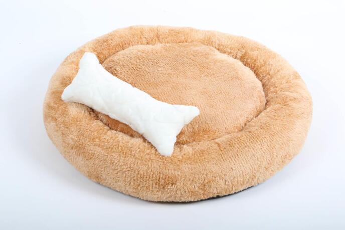 Cookie Pet Sherpa Polar Yıkanabilir Yuvarlak Köpek Kedi Yatağı 50 cm Hardal - 2